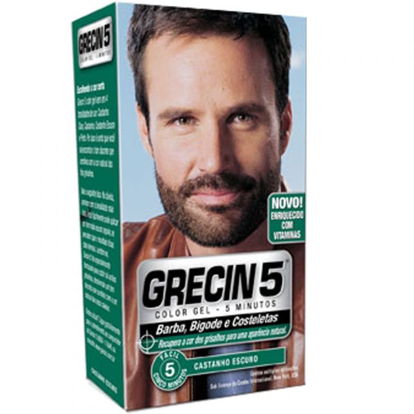 Grecin 5 Color Gel Barba Bigode e Costeletas Castanho Escuro